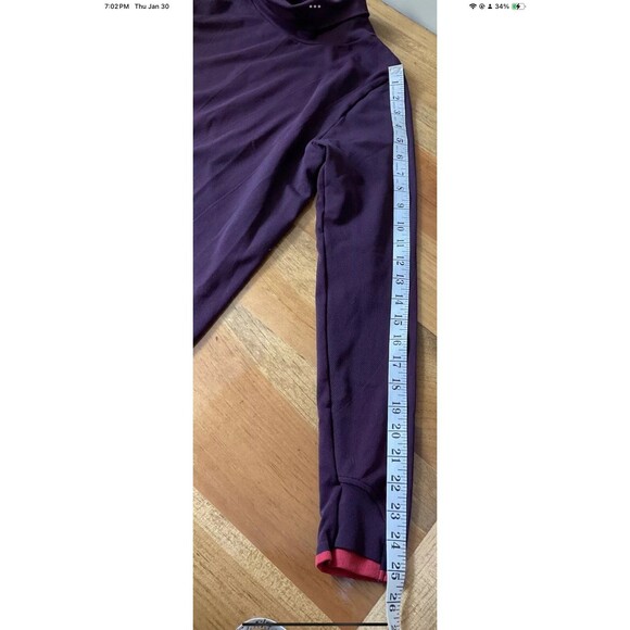 Athleta Womans L Seamless Turtleneck Workout/Layering Long Sleeve Top Purple - Picture 7 of 8